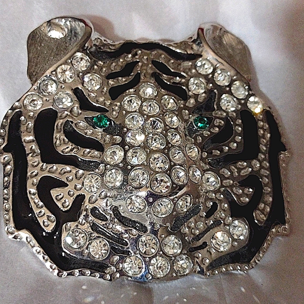 Runway Gem Rhinestone Studded 🐯 Belt Buckle - Picture 4 of 8